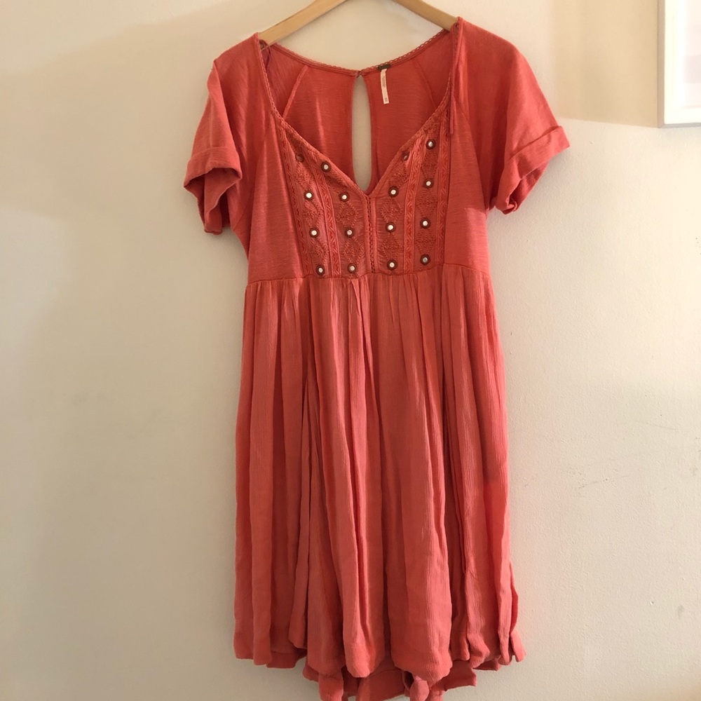 Free People Coral Colored Tunic Dress